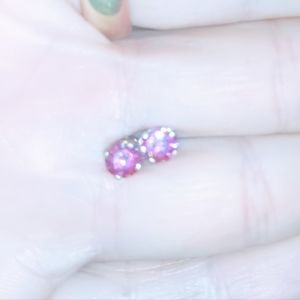 Bright Pink Peony Mystic Topaz Sterling Silver Studs